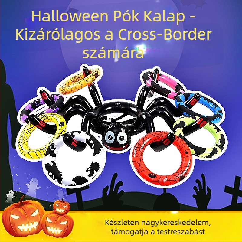 Halloween felfújható pókjáték kellékek pók boszorkány szellem sapka dobógyűrű felfújható pók keresztbe szegéllyel
