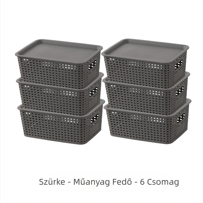 Amazon kockás rattan bambusz fedéllel ellátott tárolódoboz egyszerű konyhai asztali tárolódoboz gyári nagykereskedelem