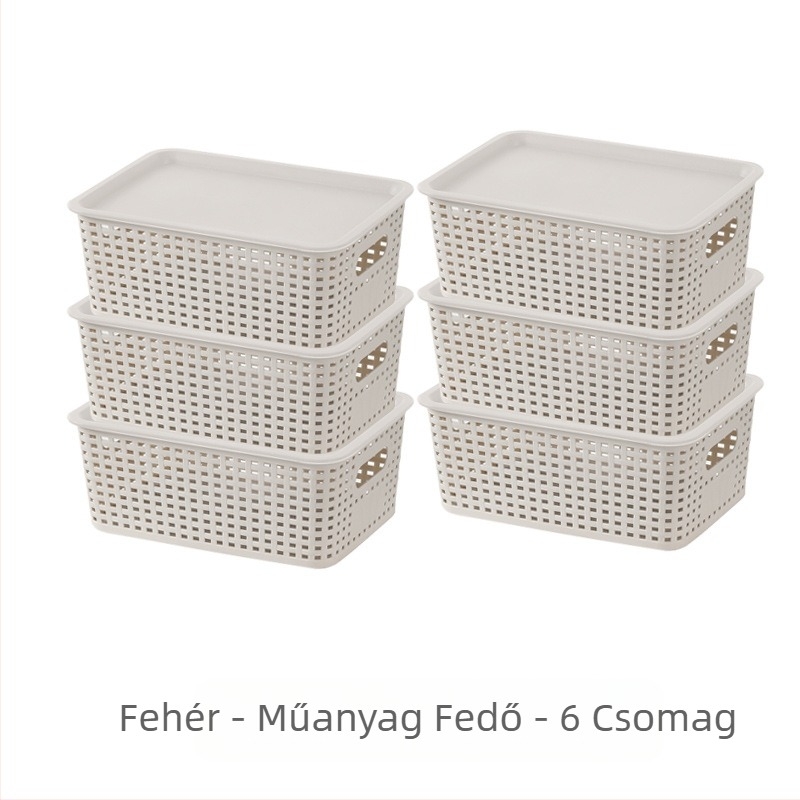 Amazon kockás rattan bambusz fedéllel ellátott tárolódoboz egyszerű konyhai asztali tárolódoboz gyári nagykereskedelem