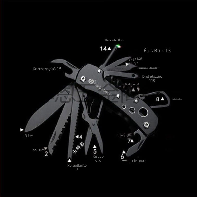Nagykereskedelmi svájci multifunkciós kés kültéri kemping éles összecsukható gyümölcskés önvédelmi hordozható kombináció