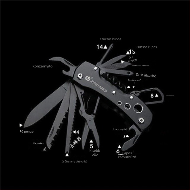 Nagykereskedelmi svájci multifunkciós kés kültéri kemping éles összecsukható gyümölcskés önvédelmi hordozható kombináció