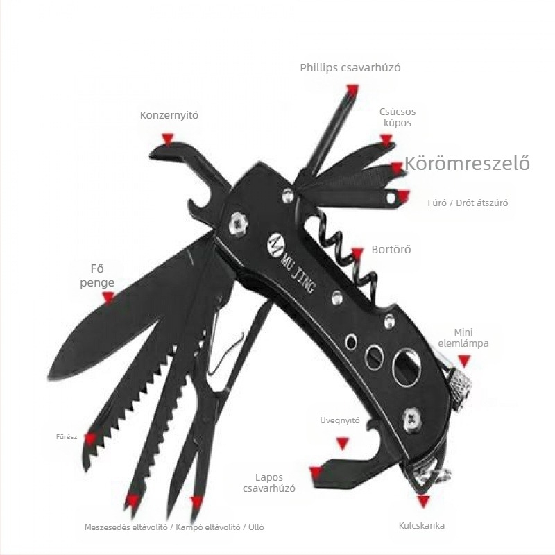 Nagykereskedelmi svájci multifunkciós kés kültéri kemping éles összecsukható gyümölcskés önvédelmi hordozható kombináció