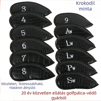 Gyárilag szállított krokodilmintás licsimintás botvédő tépőzáras golfütő sapkavédő vasbotvédő