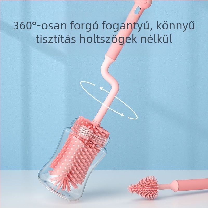 Szilikon cumisüveg kefe baba cumi kefe szalma kefe forgó cumisüveg mosó kefe öblítő tisztító kefe tisztító kefe készlet