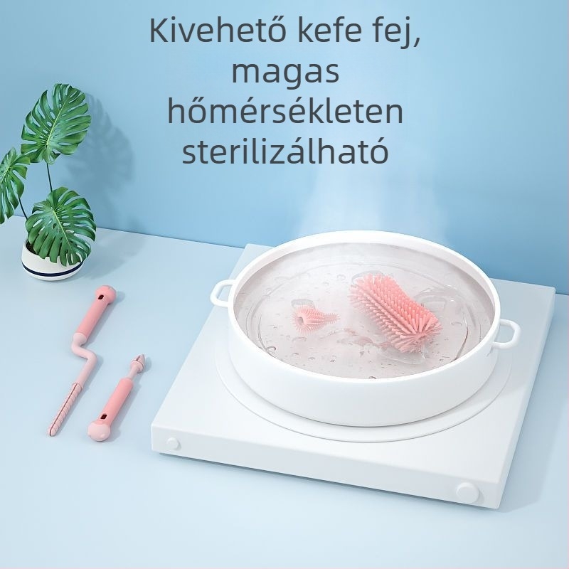 Szilikon cumisüveg kefe baba cumi kefe szalma kefe forgó cumisüveg mosó kefe öblítő tisztító kefe tisztító kefe készlet