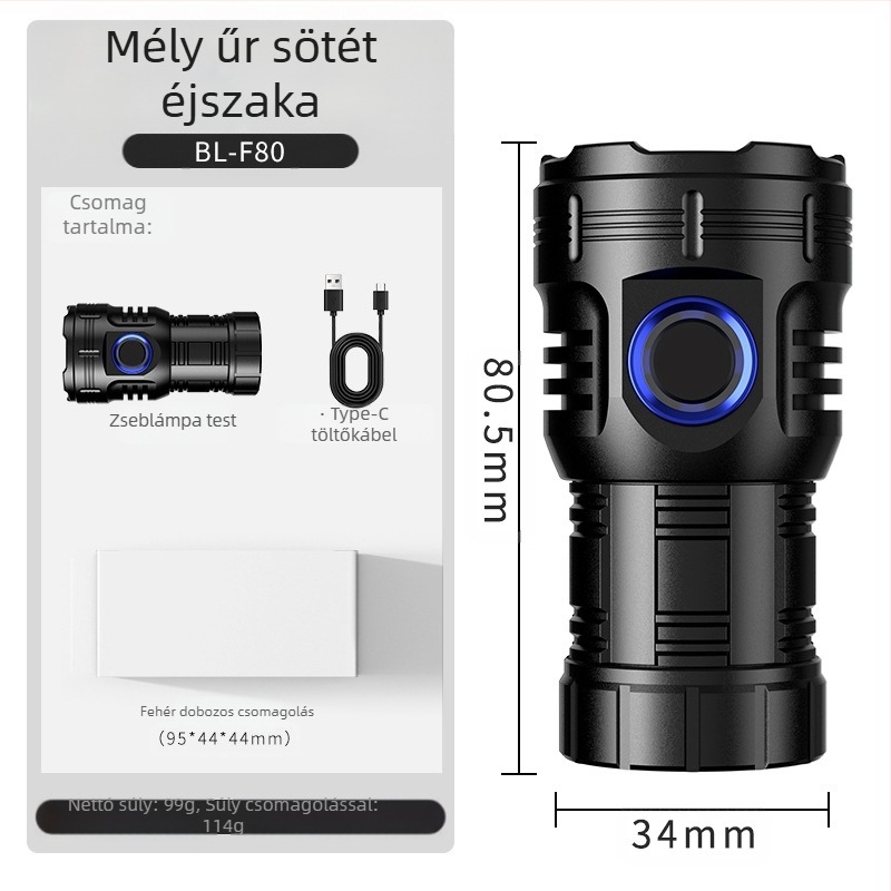 Kültéri, többfunkciós, erős fényű, ötszemes zseblámpa, nagy teljesítményű, hosszú élettartamú, szuperfényes, mini, hordozható, kis zseblámpa