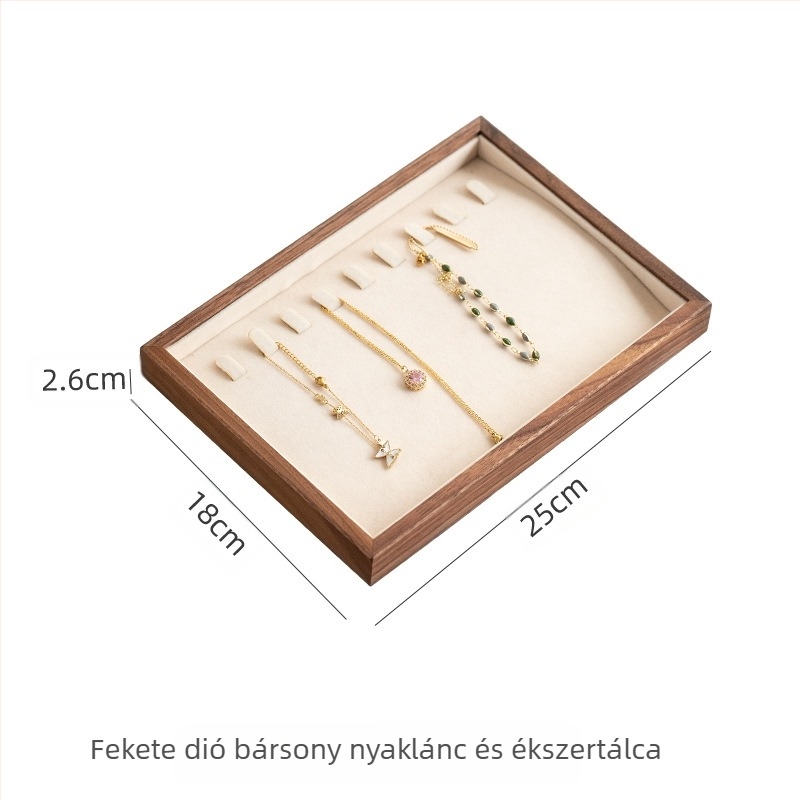Fekete diófa tömörfa ékszertároló doboz nagy kapacitású fülbevalók nyaklánc ékszerdoboz kis díszdoboz gyári egyenes haj