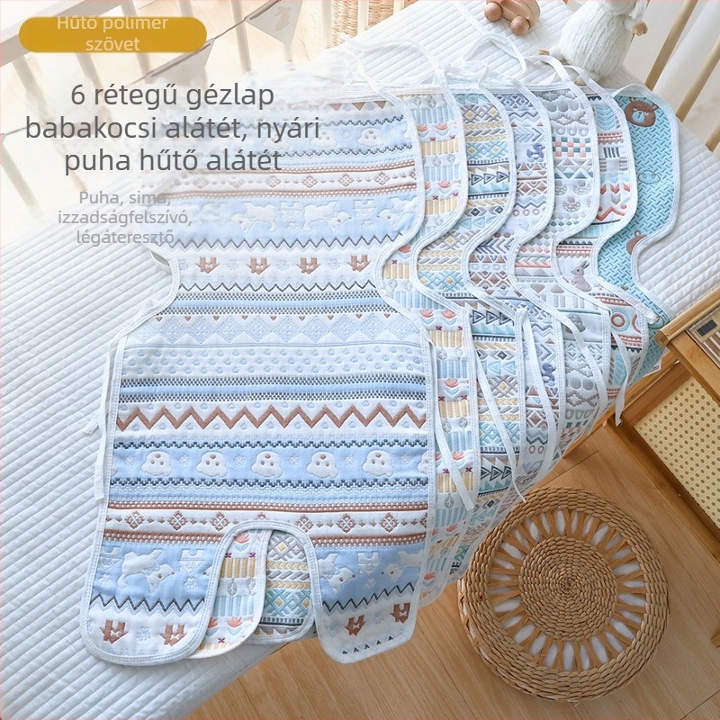 Nyári hatrétegű gézszőnyeg 80*40 baba mosható lepedő kültéri babakocsi szőnyeg