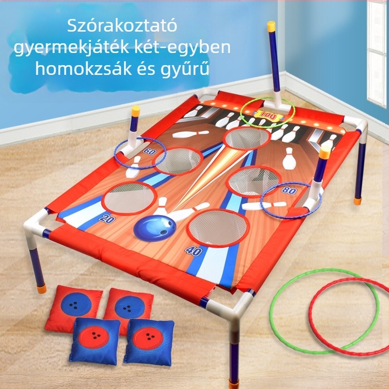 Kettő az egyben gyermek homokzsák gyűrűdobó játéköltöny bowling stílusú tolójáték keret verseny szülő-gyermek interakció