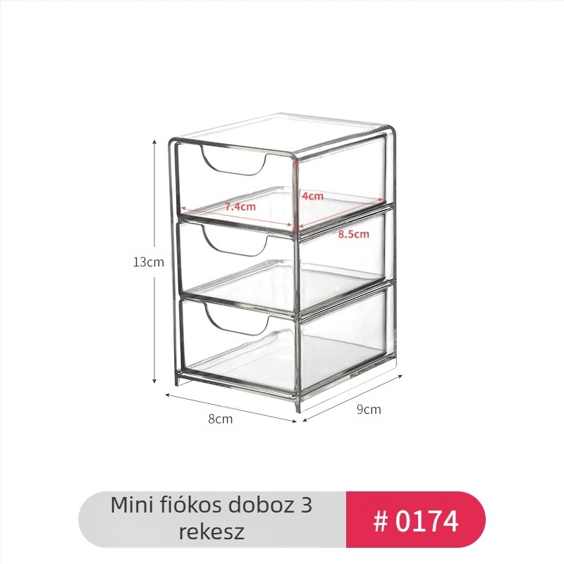 Asztali fiókos szemüvegtároló doboz egyszerű átlátszó többrekeszes tárolódoboz diákkollégiumi kozmetikai cikkek szervező doboz