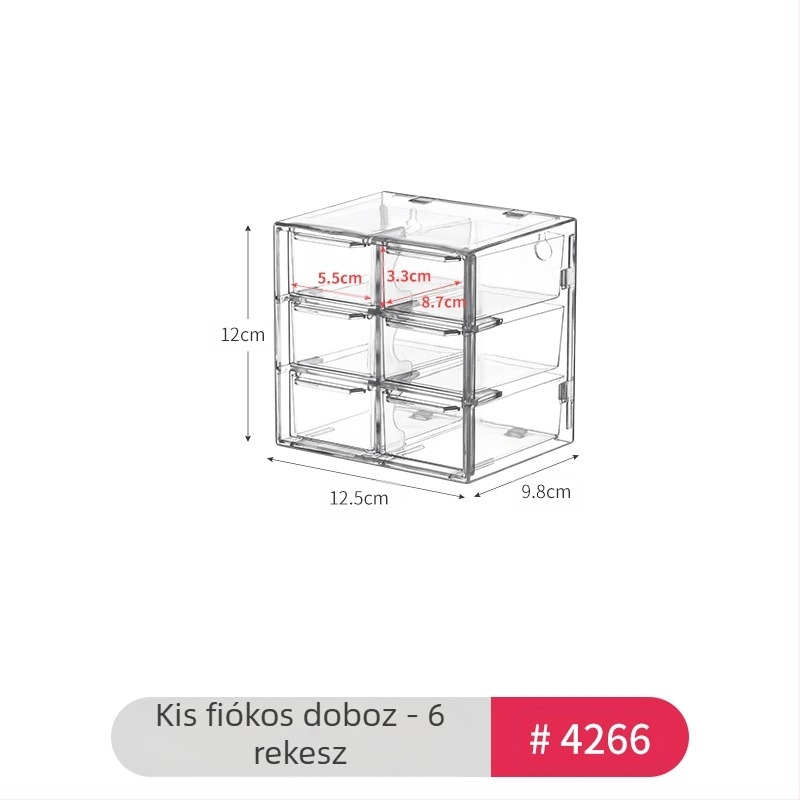 Asztali fiókos szemüvegtároló doboz egyszerű átlátszó többrekeszes tárolódoboz diákkollégiumi kozmetikai cikkek szervező doboz