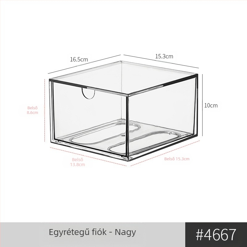 Asztali fiókos szemüvegtároló doboz egyszerű átlátszó többrekeszes tárolódoboz diákkollégiumi kozmetikai cikkek szervező doboz