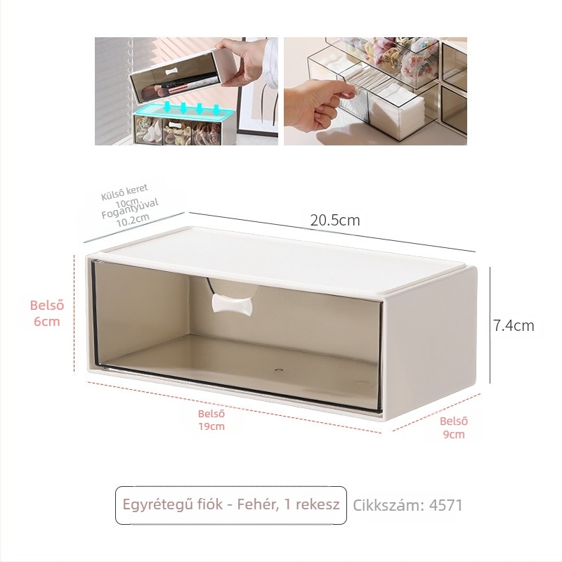 Asztali fiókos szemüvegtároló doboz egyszerű átlátszó többrekeszes tárolódoboz diákkollégiumi kozmetikai cikkek szervező doboz