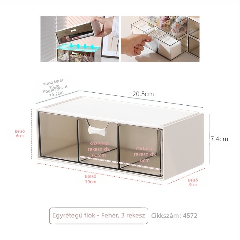 Asztali fiókos szemüvegtároló doboz egyszerű átlátszó többrekeszes tárolódoboz diákkollégiumi kozmetikai cikkek szervező doboz