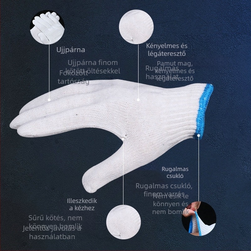 Pamutkesztyűk Építési terület Építési lámpaernyő Pamutkesztyűk Tíz tűs pamut géz munkavédelmi kesztyűk Nejlon védőkesztyűk Nagykereskedelem
