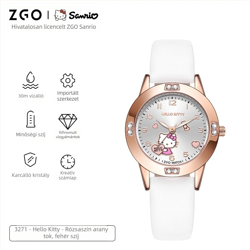 Sanrio Watch 2025 határokon átnyúló népszerű aranyos rajzfilmóra középiskolás lányoknak divatos világító kvarcóra