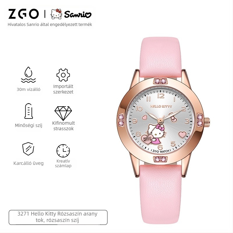 Sanrio Watch 2025 határokon átnyúló népszerű aranyos rajzfilmóra középiskolás lányoknak divatos világító kvarcóra