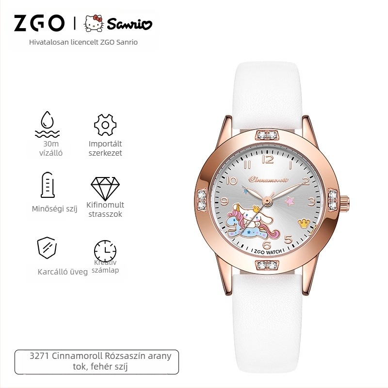 Sanrio Watch 2025 határokon átnyúló népszerű aranyos rajzfilmóra középiskolás lányoknak divatos világító kvarcóra