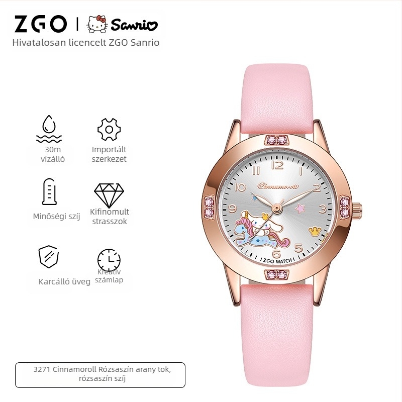 Sanrio Watch 2025 határokon átnyúló népszerű aranyos rajzfilmóra középiskolás lányoknak divatos világító kvarcóra
