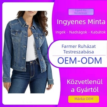 Mosott női őszi farmerdzseki, egyedi készítésű, határokon átnyúló kabát, többszínű mintás retró farmerdzseki