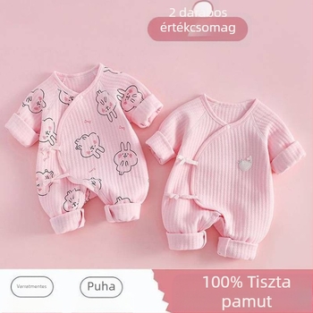 Újszülött babaruhák tiszta pamut őszi és téli steppelt tavaszi és őszi romper ruhák született kisgyermek baba meleg overál