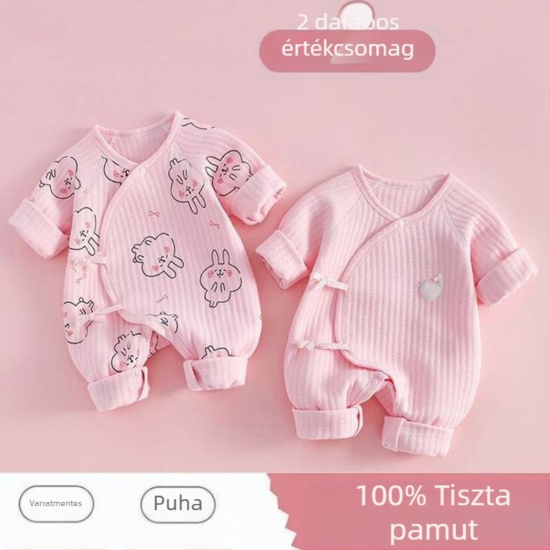 Újszülött babaruhák tiszta pamut őszi és téli steppelt tavaszi és őszi romper ruhák született kisgyermek baba meleg overál