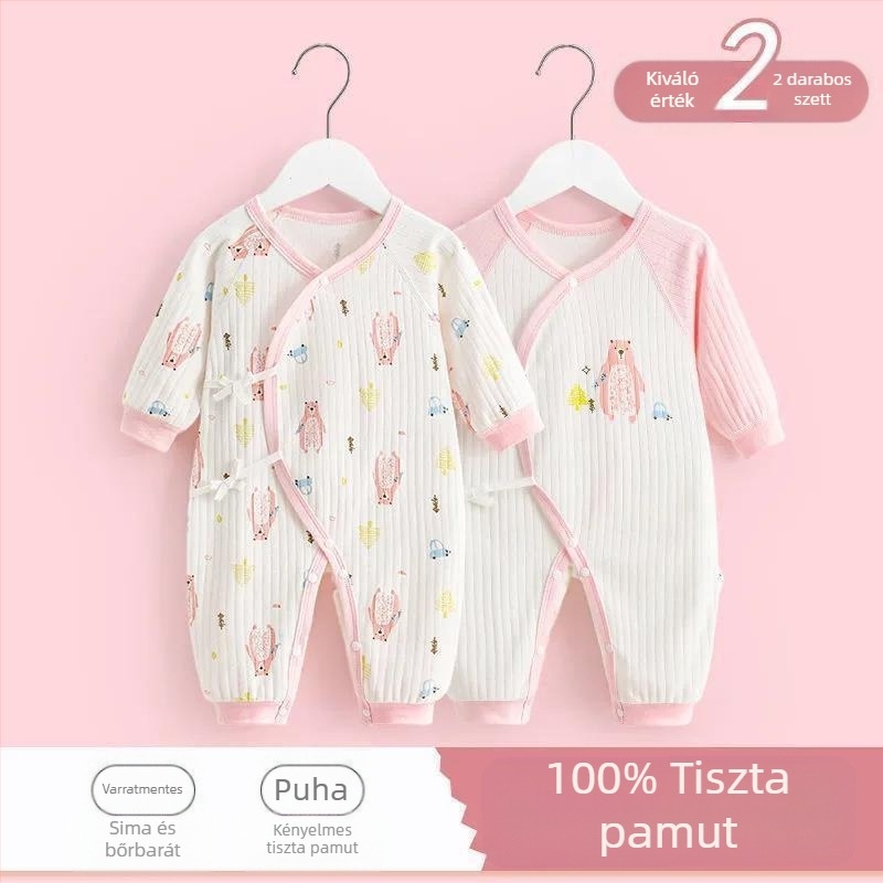 Újszülött babaruhák tiszta pamut őszi és téli steppelt tavaszi és őszi romper ruhák született kisgyermek baba meleg overál