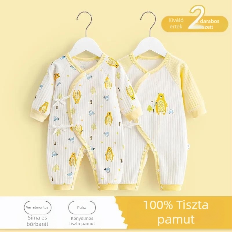 Újszülött babaruhák tiszta pamut őszi és téli steppelt tavaszi és őszi romper ruhák született kisgyermek baba meleg overál