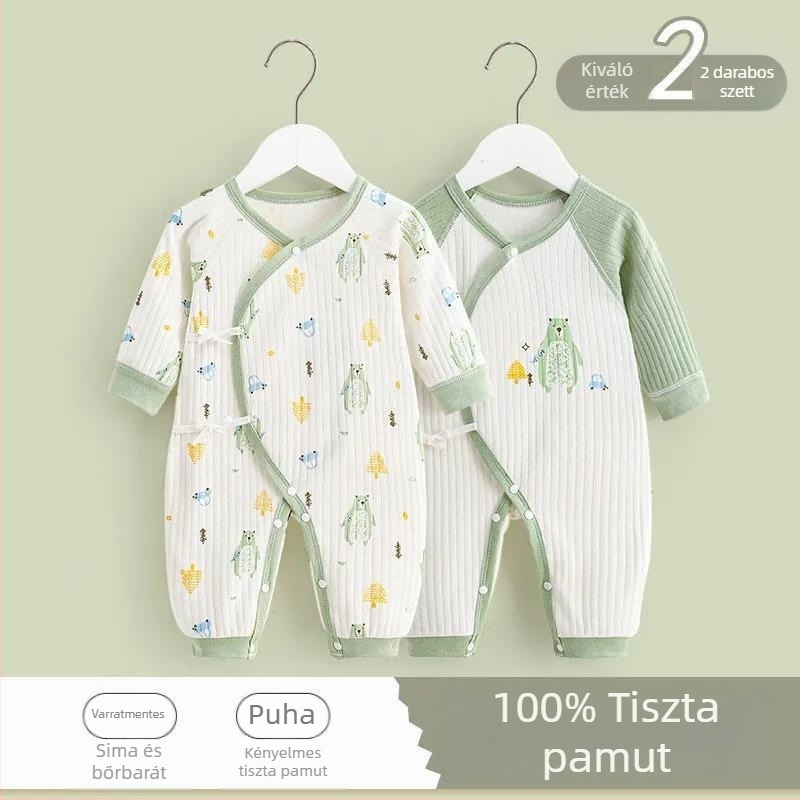 Újszülött babaruhák tiszta pamut őszi és téli steppelt tavaszi és őszi romper ruhák született kisgyermek baba meleg overál