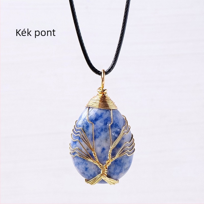 Határokon átnyúló, népszerű, természetes kristály életfa vízcsepp selyem medál kézzel szőtt energiakő nyaklánc ékszer nagykereskedelem