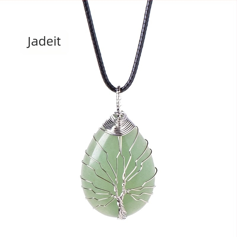 Határokon átnyúló, népszerű, természetes kristály életfa vízcsepp selyem medál kézzel szőtt energiakő nyaklánc ékszer nagykereskedelem