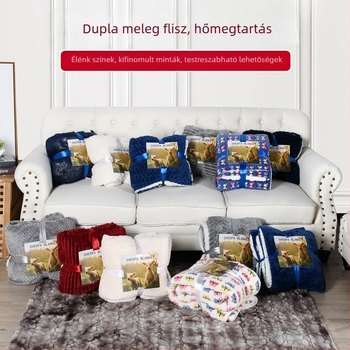 Határokon átnyúló új, vastagított flanel báránybőr kompozit dupla takaró hétköznapi takaró ajándéktakaró évelő folt