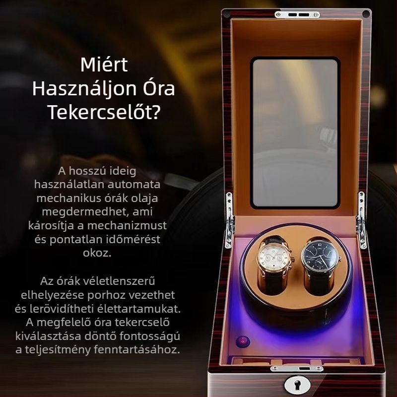 Német márkájú mechanikus óra, automata óratekercselő, háztartási elektromos, csúcskategóriás óratekercselő, teljesen automatikus forgó óradoboz