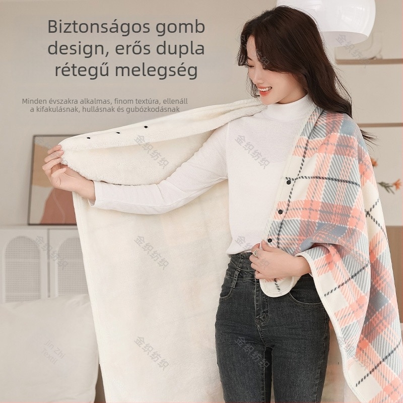 Határokon átnyúló, többfunkciós, kétrétegű, vastag polár kendőtakaró, alkalmi irodai takaró, női meleg kendőtakaró csattal