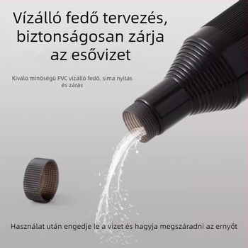 Golf esernyő, hosszú nyelű esernyő vízálló borítással, félautomata nyitás és záródás, egyenes rúddal ellátott autós esernyő, erős szélálló, fekete gumi naptej