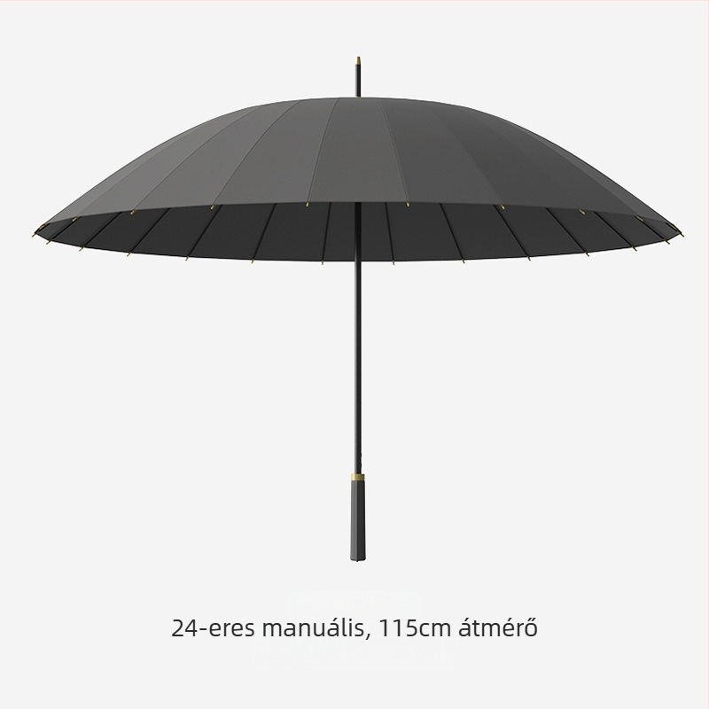 Golf esernyő, hosszú nyelű esernyő vízálló borítással, félautomata nyitás és záródás, egyenes rúddal ellátott autós esernyő, erős szélálló, fekete gumi naptej