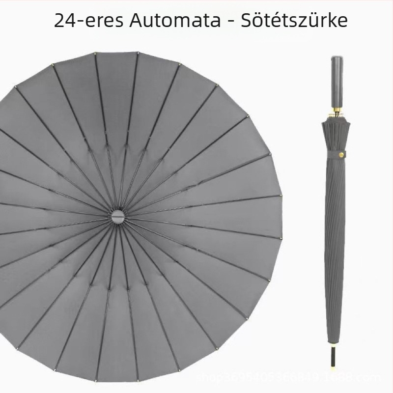 Golf esernyő, hosszú nyelű esernyő vízálló borítással, félautomata nyitás és záródás, egyenes rúddal ellátott autós esernyő, erős szélálló, fekete gumi naptej