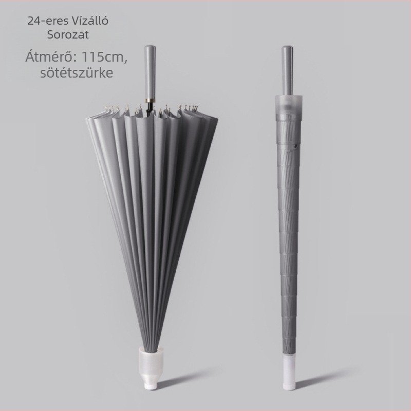 Golf esernyő, hosszú nyelű esernyő vízálló borítással, félautomata nyitás és záródás, egyenes rúddal ellátott autós esernyő, erős szélálló, fekete gumi naptej