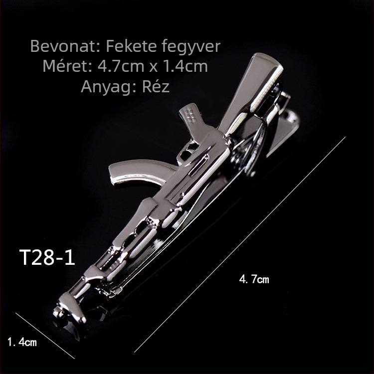 Férfi fegyveres fekete nyakkendőcsipesz üzleti egyszerű szemüveg cső alakú tű koreai stílusú biztonsági réz nyakkendőcsipesz