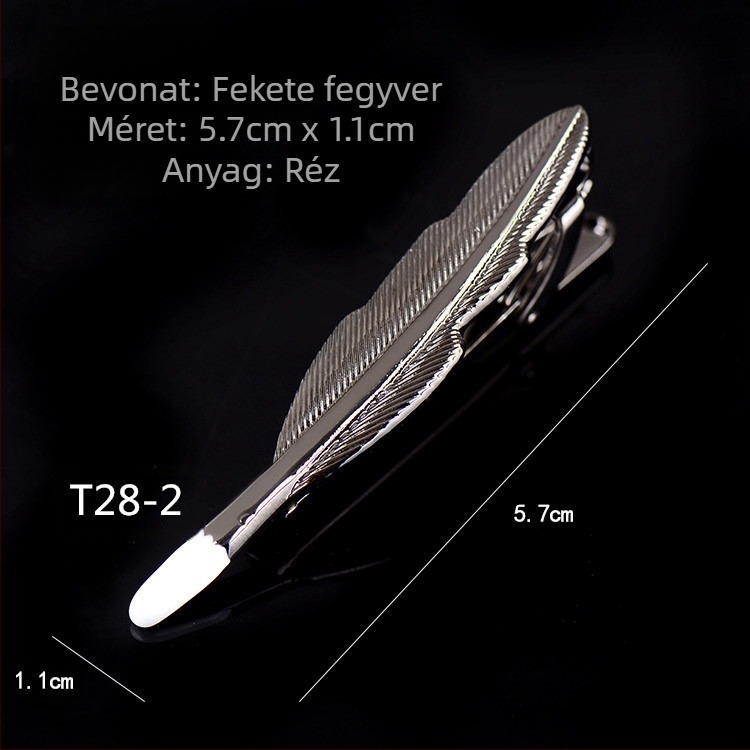 Férfi fegyveres fekete nyakkendőcsipesz üzleti egyszerű szemüveg cső alakú tű koreai stílusú biztonsági réz nyakkendőcsipesz