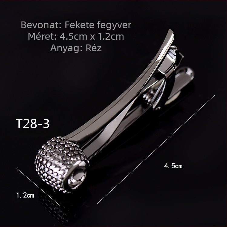 Férfi fegyveres fekete nyakkendőcsipesz üzleti egyszerű szemüveg cső alakú tű koreai stílusú biztonsági réz nyakkendőcsipesz