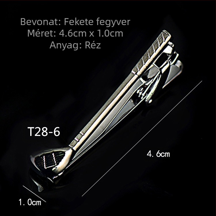 Férfi fegyveres fekete nyakkendőcsipesz üzleti egyszerű szemüveg cső alakú tű koreai stílusú biztonsági réz nyakkendőcsipesz