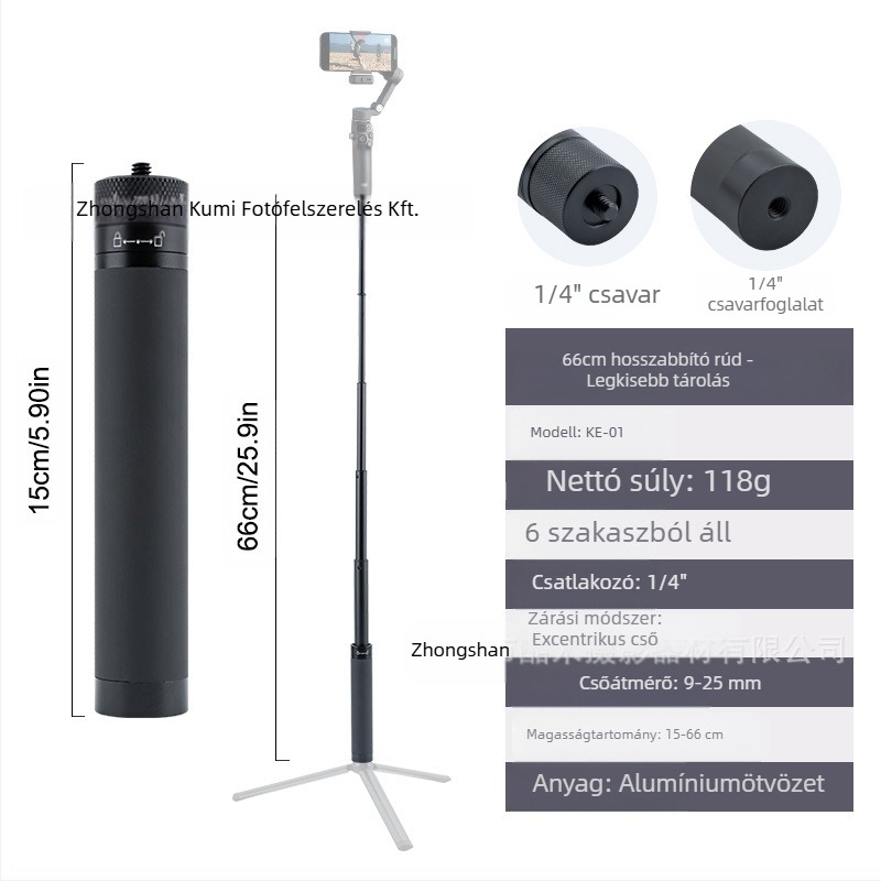 Feiyu hosszabbító rúd Dajiang hatalmas mobiltelefon-stabilizátor univerzális szelfibot sportkamera gopro13 kézi rúd