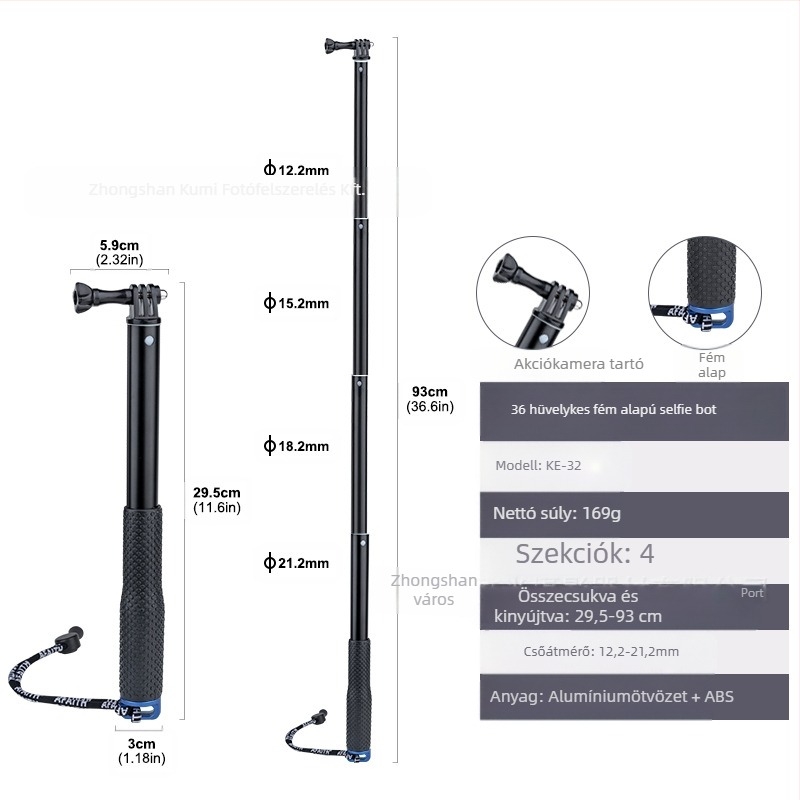 Feiyu hosszabbító rúd Dajiang hatalmas mobiltelefon-stabilizátor univerzális szelfibot sportkamera gopro13 kézi rúd