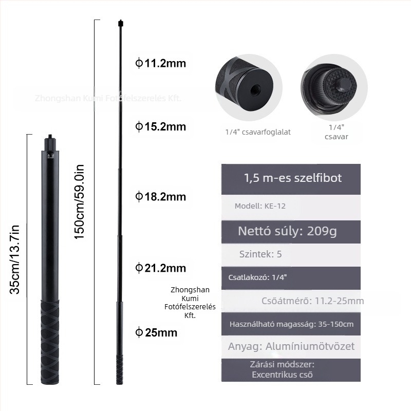 Feiyu hosszabbító rúd Dajiang hatalmas mobiltelefon-stabilizátor univerzális szelfibot sportkamera gopro13 kézi rúd