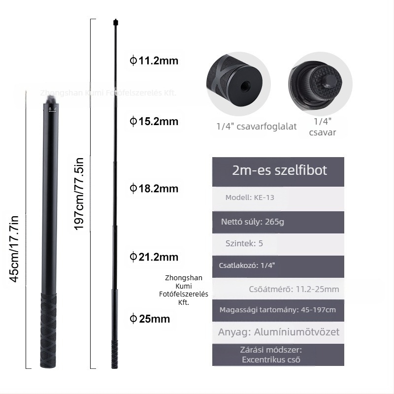 Feiyu hosszabbító rúd Dajiang hatalmas mobiltelefon-stabilizátor univerzális szelfibot sportkamera gopro13 kézi rúd