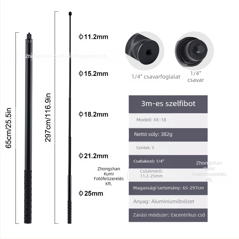 Feiyu hosszabbító rúd Dajiang hatalmas mobiltelefon-stabilizátor univerzális szelfibot sportkamera gopro13 kézi rúd