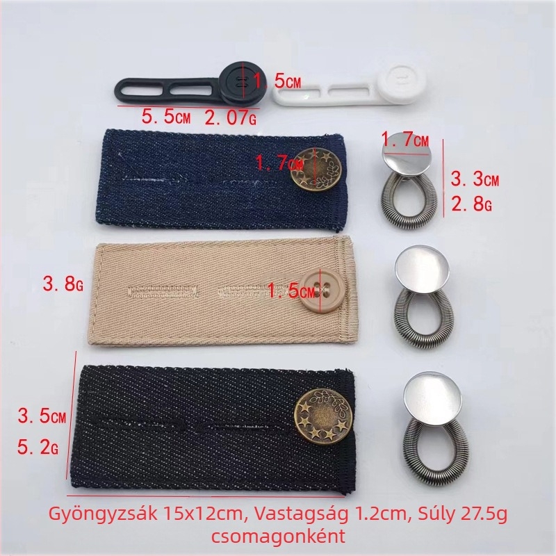 Állítható és levehető kerek farmergombok férfiaknak és nőknek, nadrág derékbővítés, varrás nélküli toldócsat