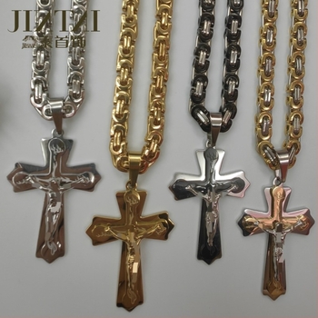 Gyári közvetlen értékesítés Amazon Aliexpress európai és amerikai új divatos férfi titán acél nyaklánc rozsdamentes acél kereszt medál