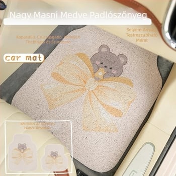 Sárga autóbelső kellékek aranyos rajzfilmfigurával, univerzális tejsárga autós kellékek nőknek minden évszakra